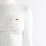 Maglia Avorio a costine con taschino MK11B56E2 360 ELISABETTA FRANCHI 