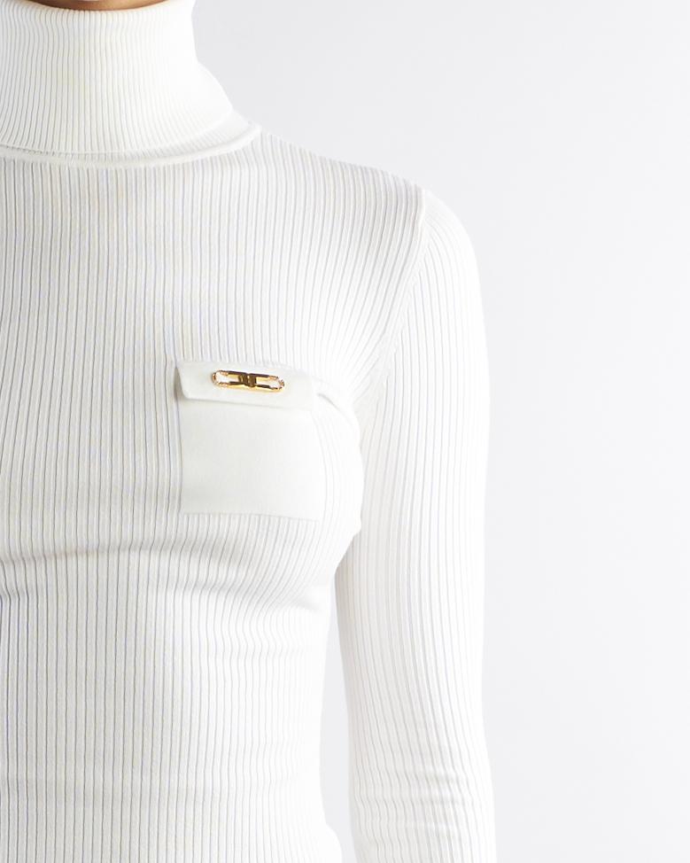 Maglia Avorio a costine con taschino MK11B56E2 360 ELISABETTA FRANCHI 