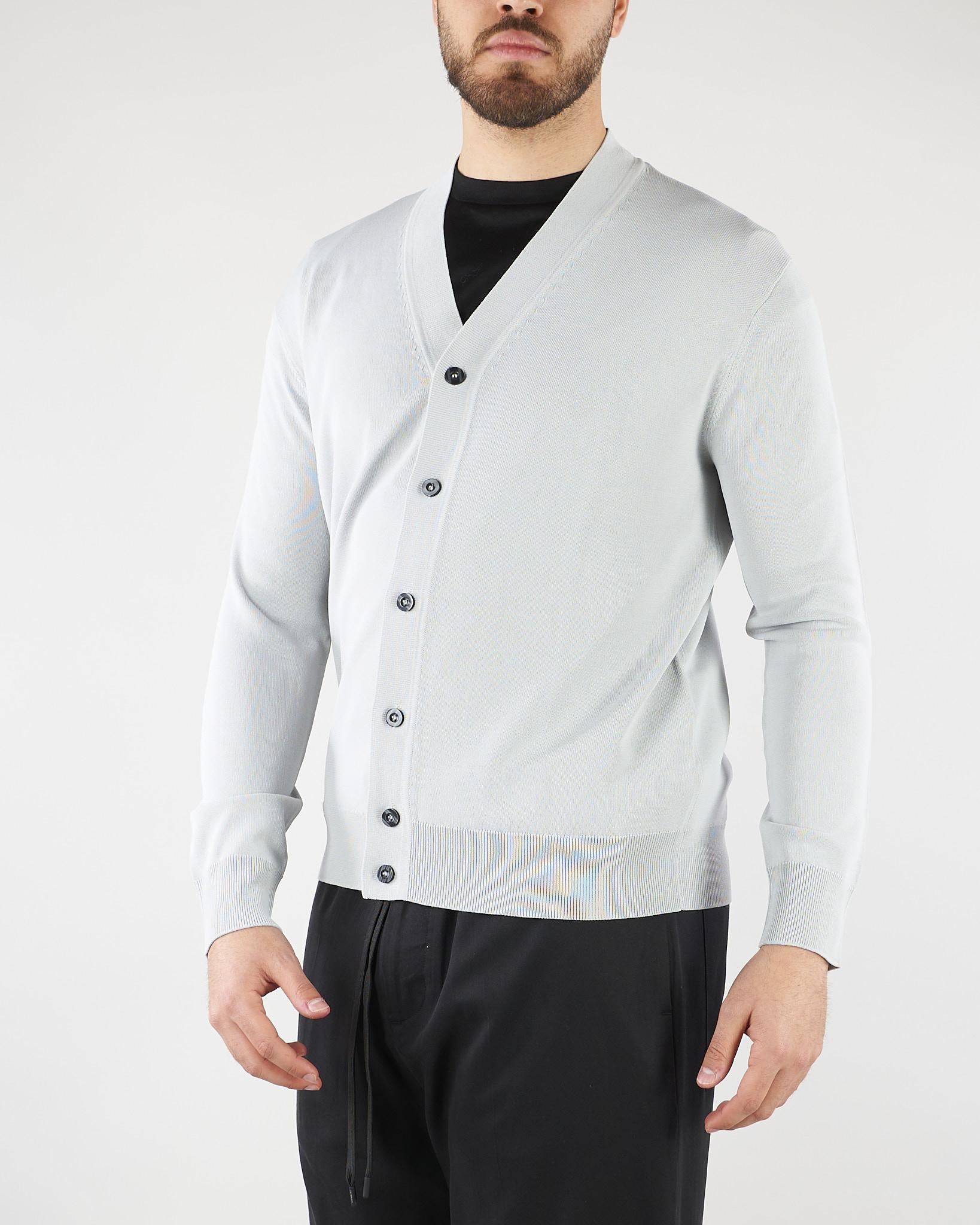 Cardigan Grigio Perla in maglia di viscosa LM26003 N049 LOW BRAND 