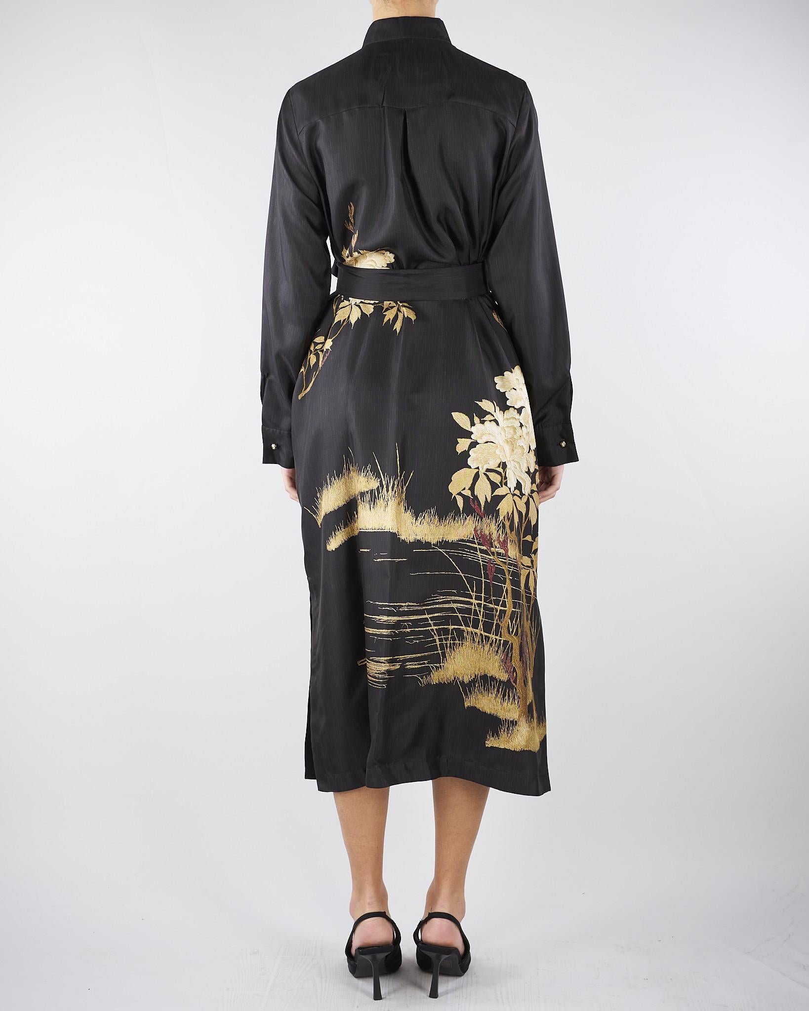 Abito Nero chemisier in seta stampata MSEFALANGE 3 MAX MARA STUDIO 