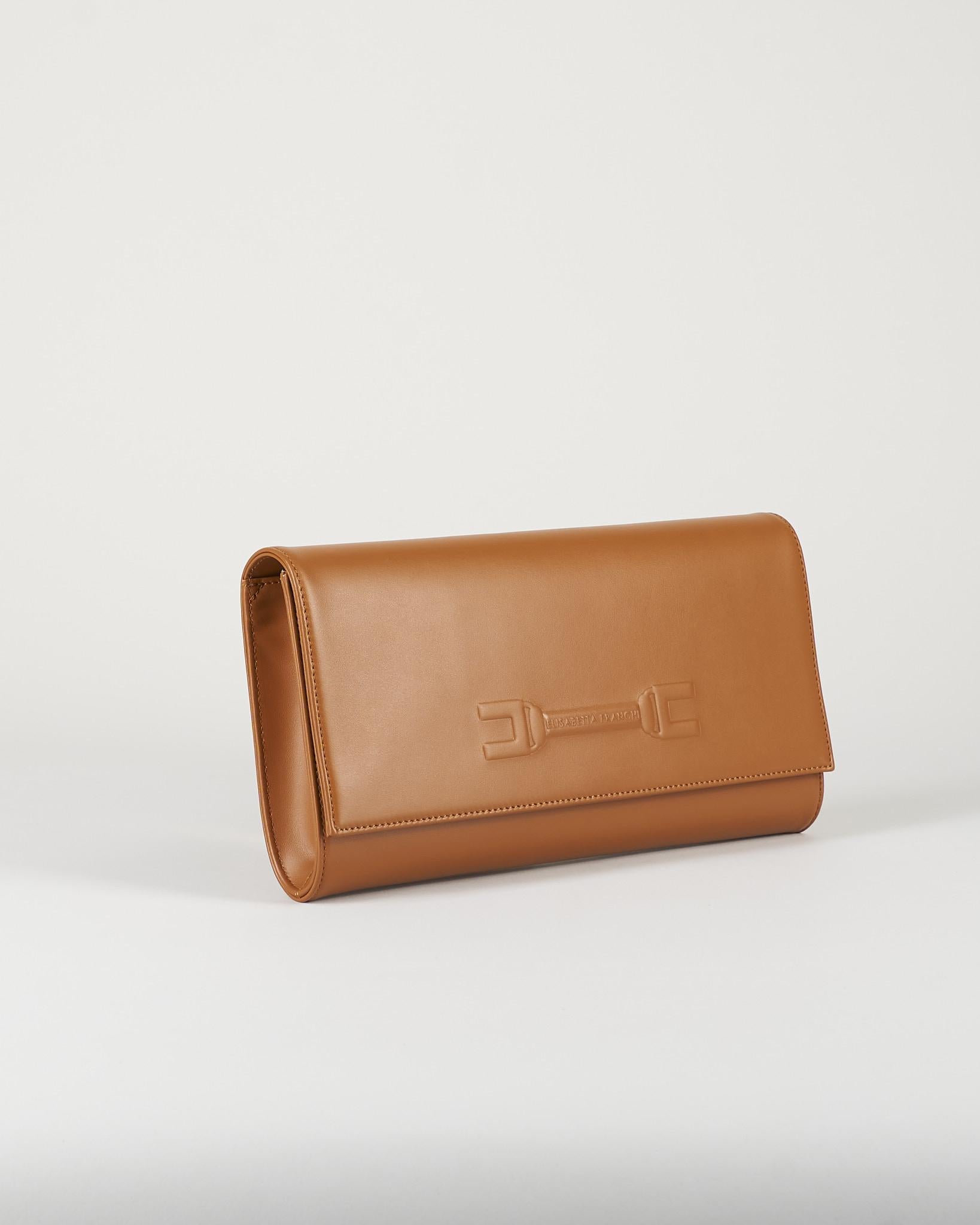 Pouch Cognac con logo embossed BS99A61E2 027 ELISABETTA FRANCHI 