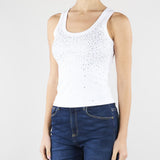 Top Bianco con strass NS334 01 NO SECRETS 