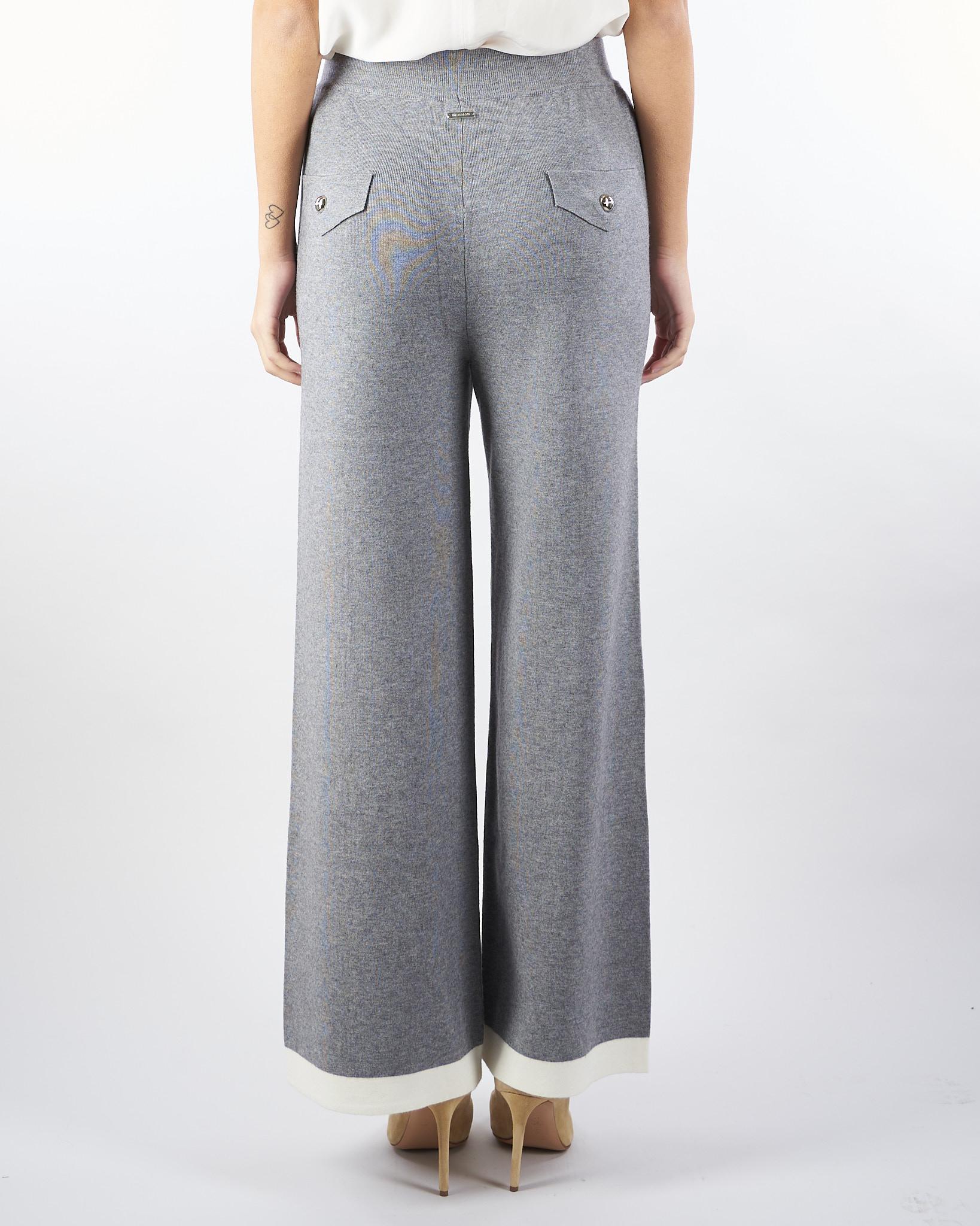Pantalone Grigio-Bianco in maglia wide leg NS250 95 NO SECRETS 