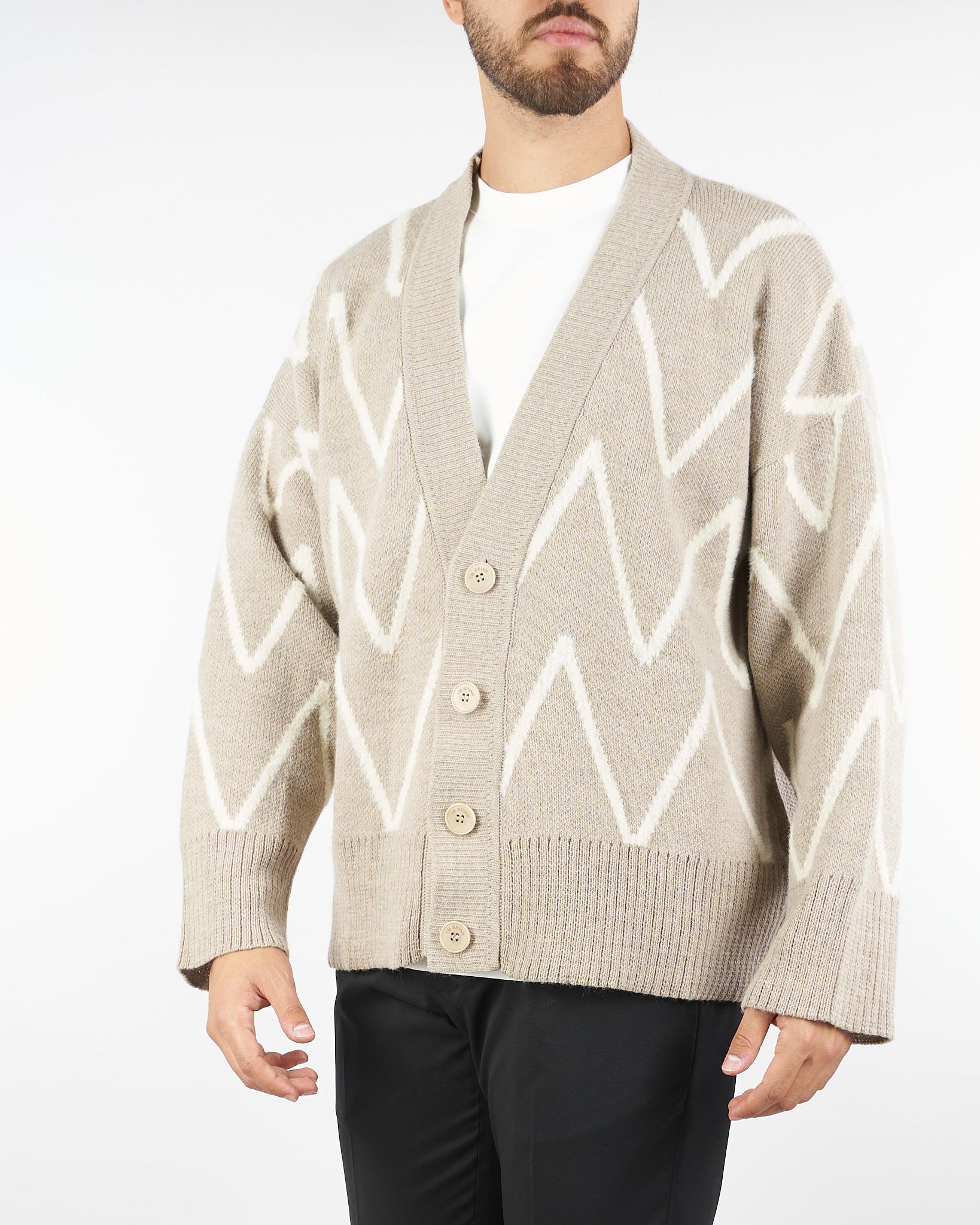 Cardigan Beige Relaxed fit con fantasia jacquard MA3418 25 I'M BRIAN 