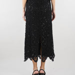 Gonna Nero in macramè con paillettes PBPPANDA 2 PENNY BLACK 