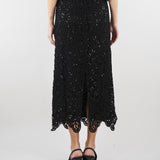 Gonna Nero in macramè con paillettes PBPPANDA 2 PENNY BLACK 