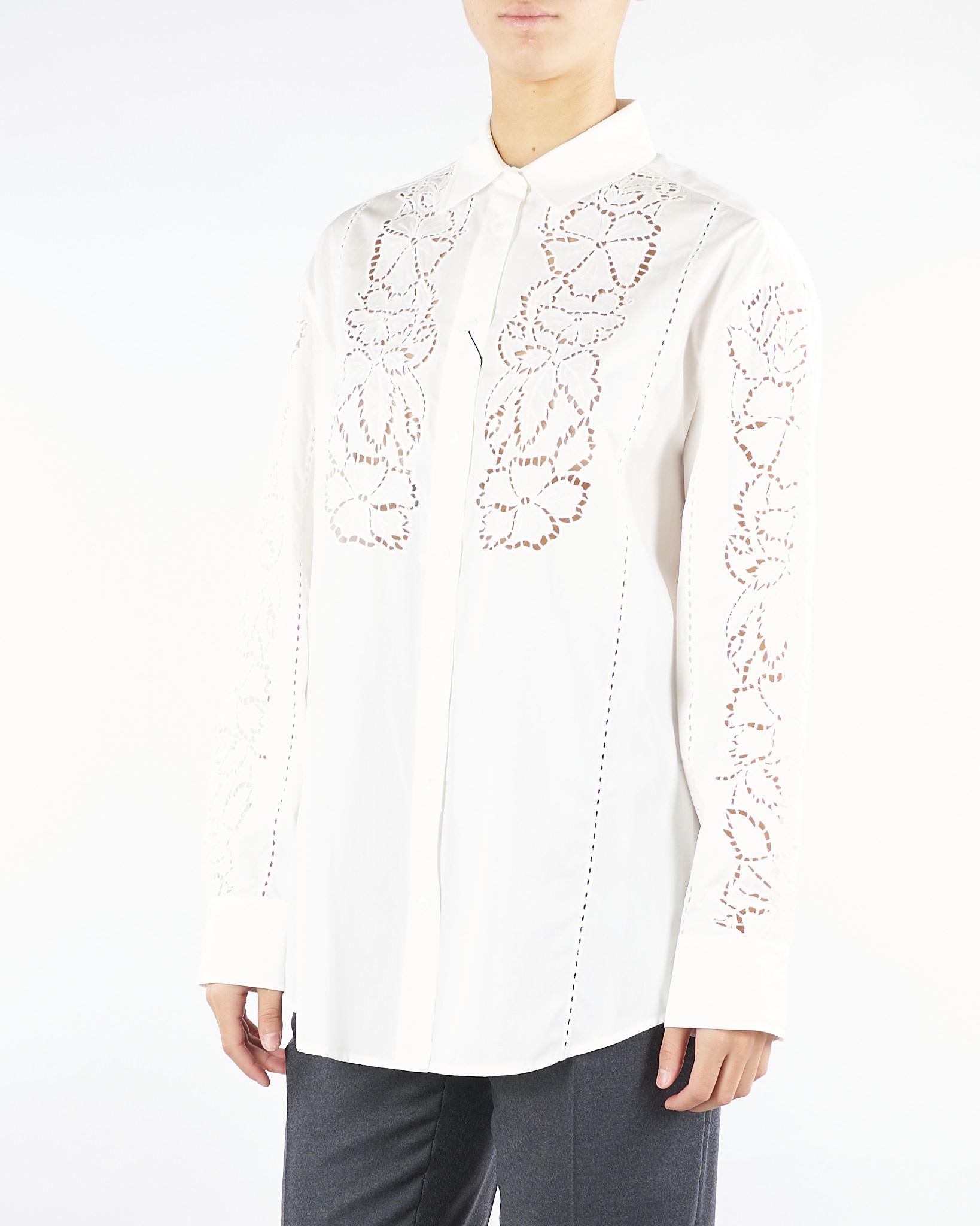 Camicia Bianco morbida in popeline ricamato ELMI 4 MAX MARA WEEKEND 