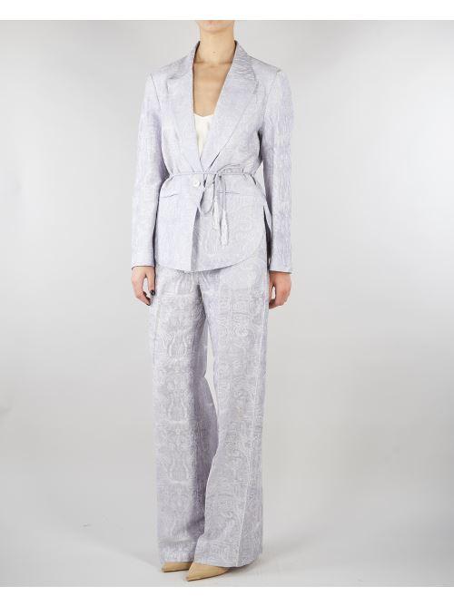 Pantalone jacquard Polvere relax fit elasticato in seta lino ricamato PT117350330051 760 SEVENTY 