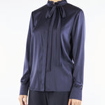 Blusa Blu in raso di seta GILLES 9 MAX MARA STUDIO 