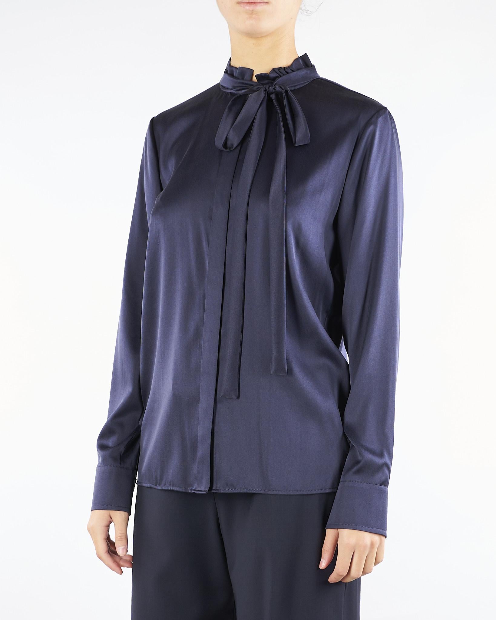 Blusa Blu in raso di seta GILLES 9 MAX MARA STUDIO 