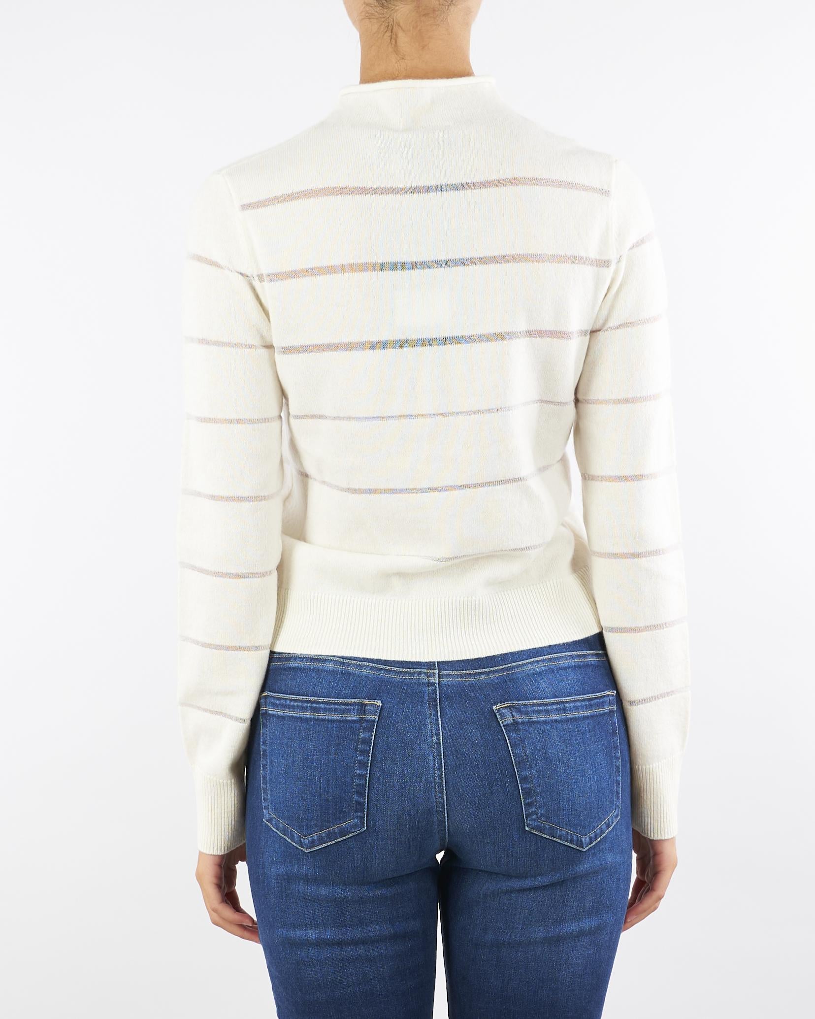 Maglia Avorio Malto a righe in misto lana e cashmere MALTO 4 NENETTE 