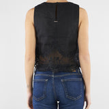Top Nero in lino con pizzo TT2182 6 TWIN SET 