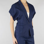 Giacca Blu in misto viscosa e lino con maniche corte SP5CO003 3000 ICONA 