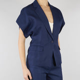 Giacca Blu in misto viscosa e lino con maniche corte SP5CO003 3000 ICONA 