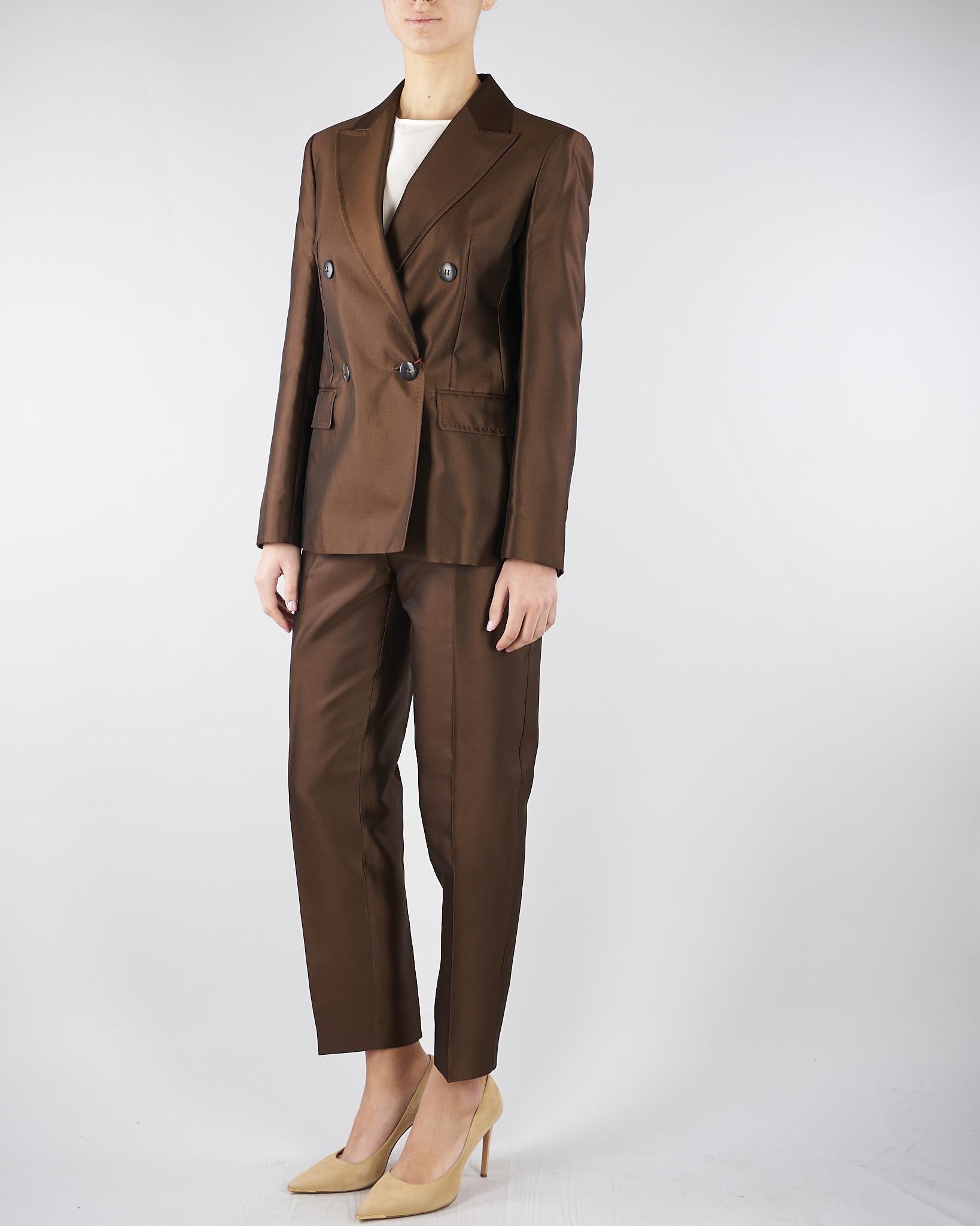 Blazer doppiopetto Marrone in shantung MSTPECCATI 2 MAX MARA STUDIO 