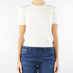 Maglia Panna in misto lana con maniche corte RI5NT047 1041 ICONA 