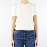 Maglia Panna in misto lana con maniche corte RI5NT047 1041 ICONA 