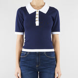 Maglia Blu-Panna con profili a contrasto NS137 89 NO SECRETS 