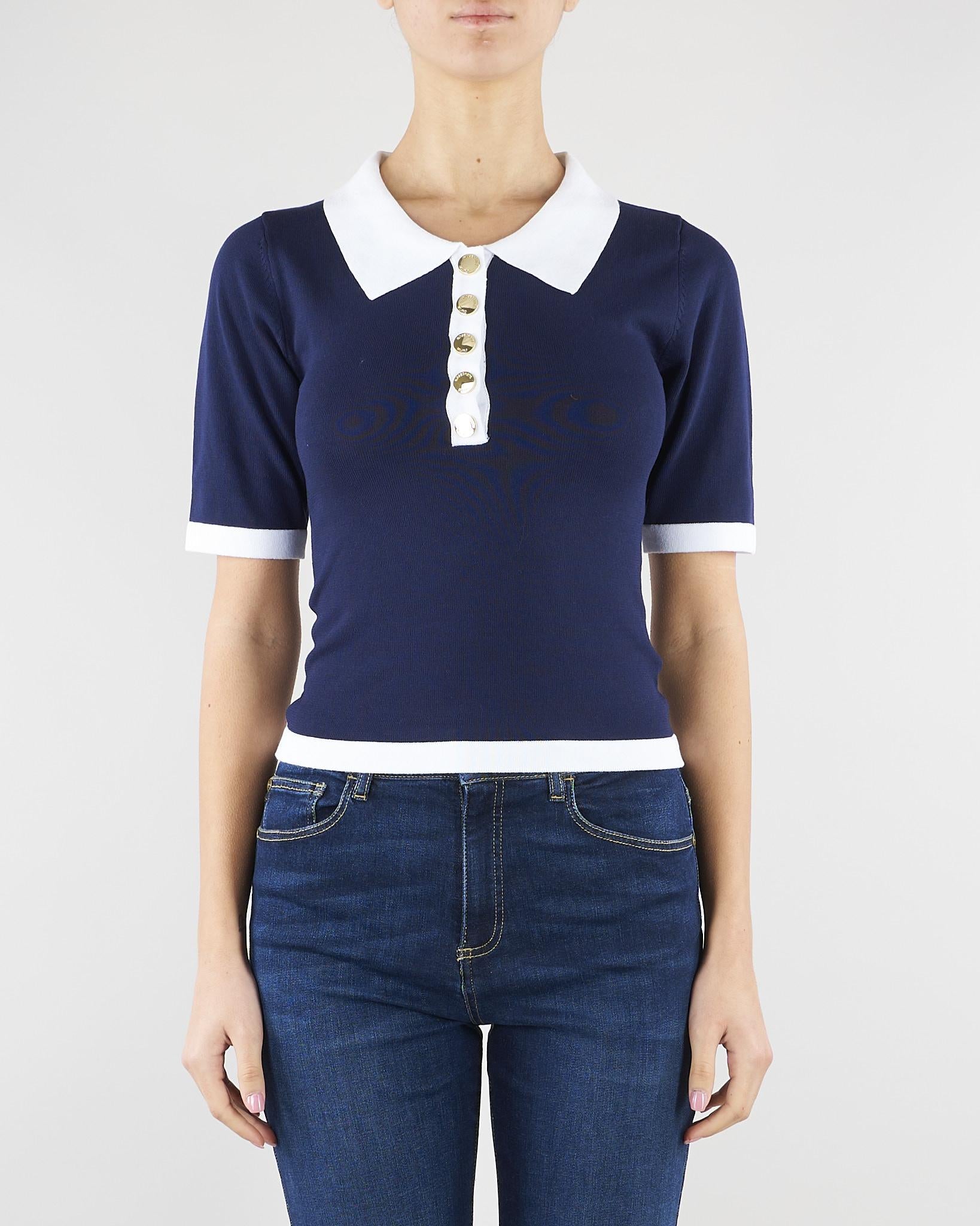Maglia Blu-Panna con profili a contrasto NS137 89 NO SECRETS 