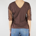 T-shirt Cioccolato in jersey con pizzo RA6132J5003 90913 BLUGIRL 