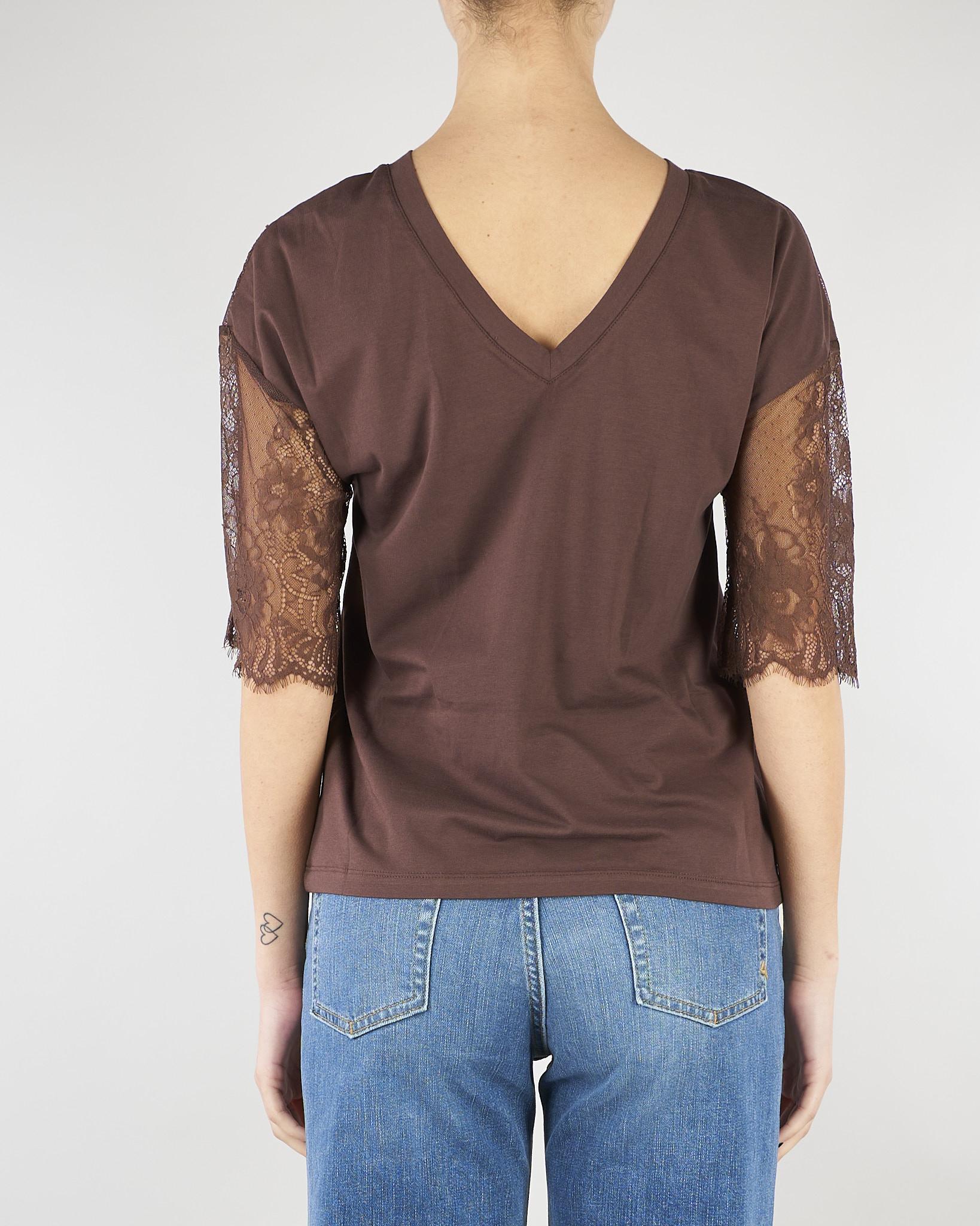 T-shirt Cioccolato in jersey con pizzo RA6132J5003 90913 BLUGIRL 
