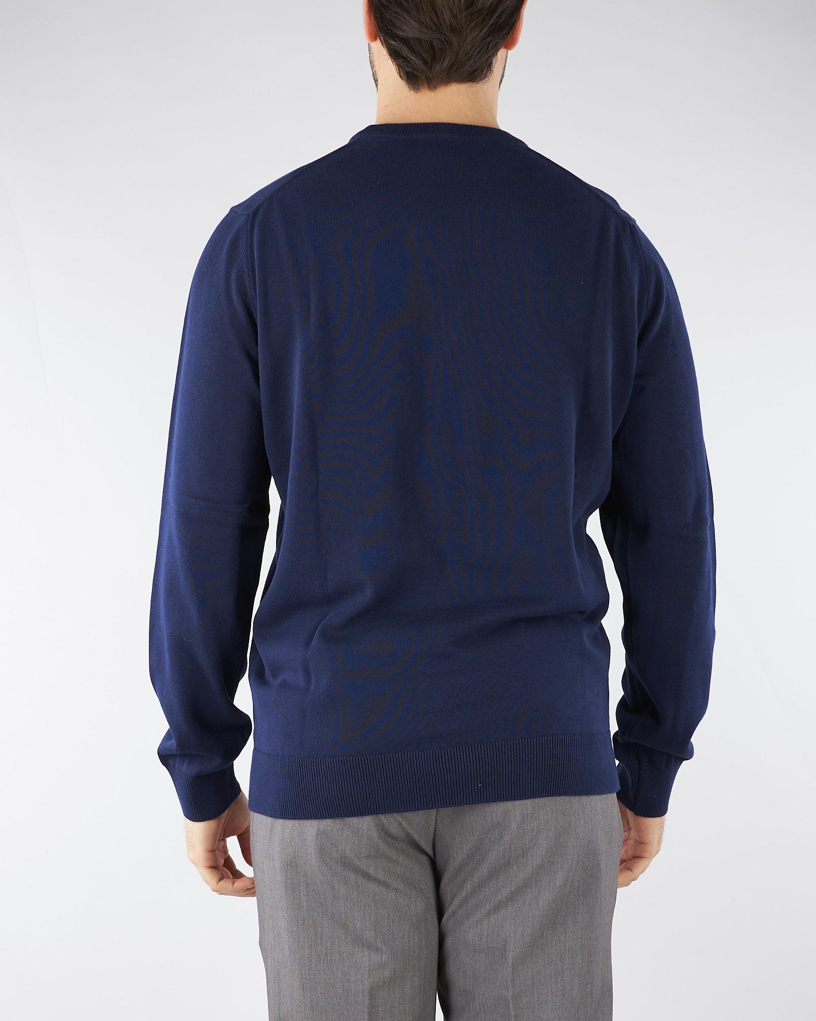 Pullover Blu girocollo monocromatico in cotone AH1985 166 LACOSTE 