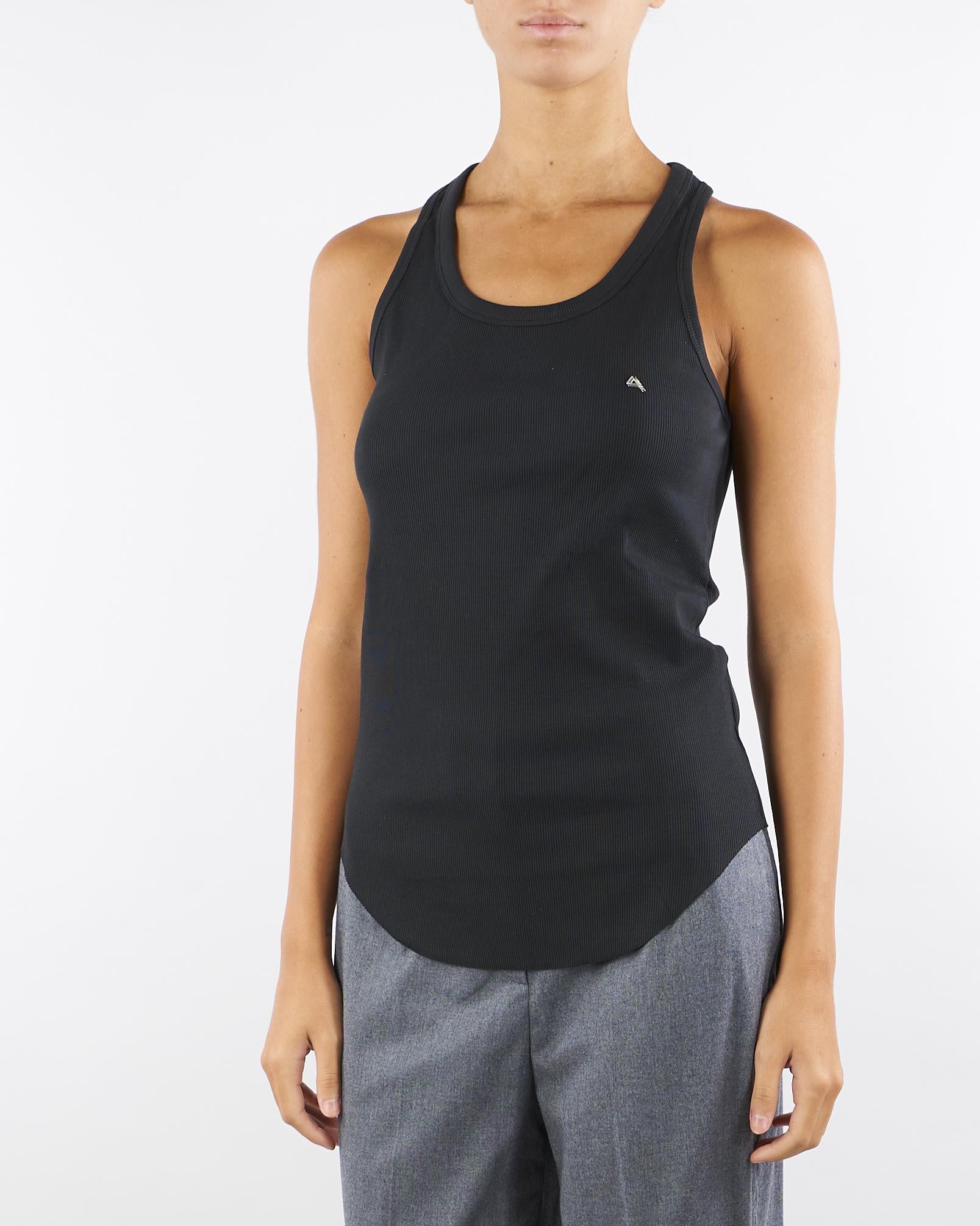 Top Nero a costine con logo 452MS01 11 CYCLE 