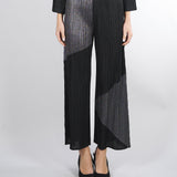 Pantalone Nero plissettato con inserti in lurex M6PY27 B1063 MEIMEIJ 