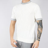 Maglia Bianco jacquard con bordi a contrasto