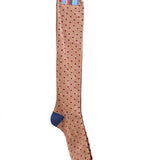 Calze lunghe uomo cotone beige fantasia pois