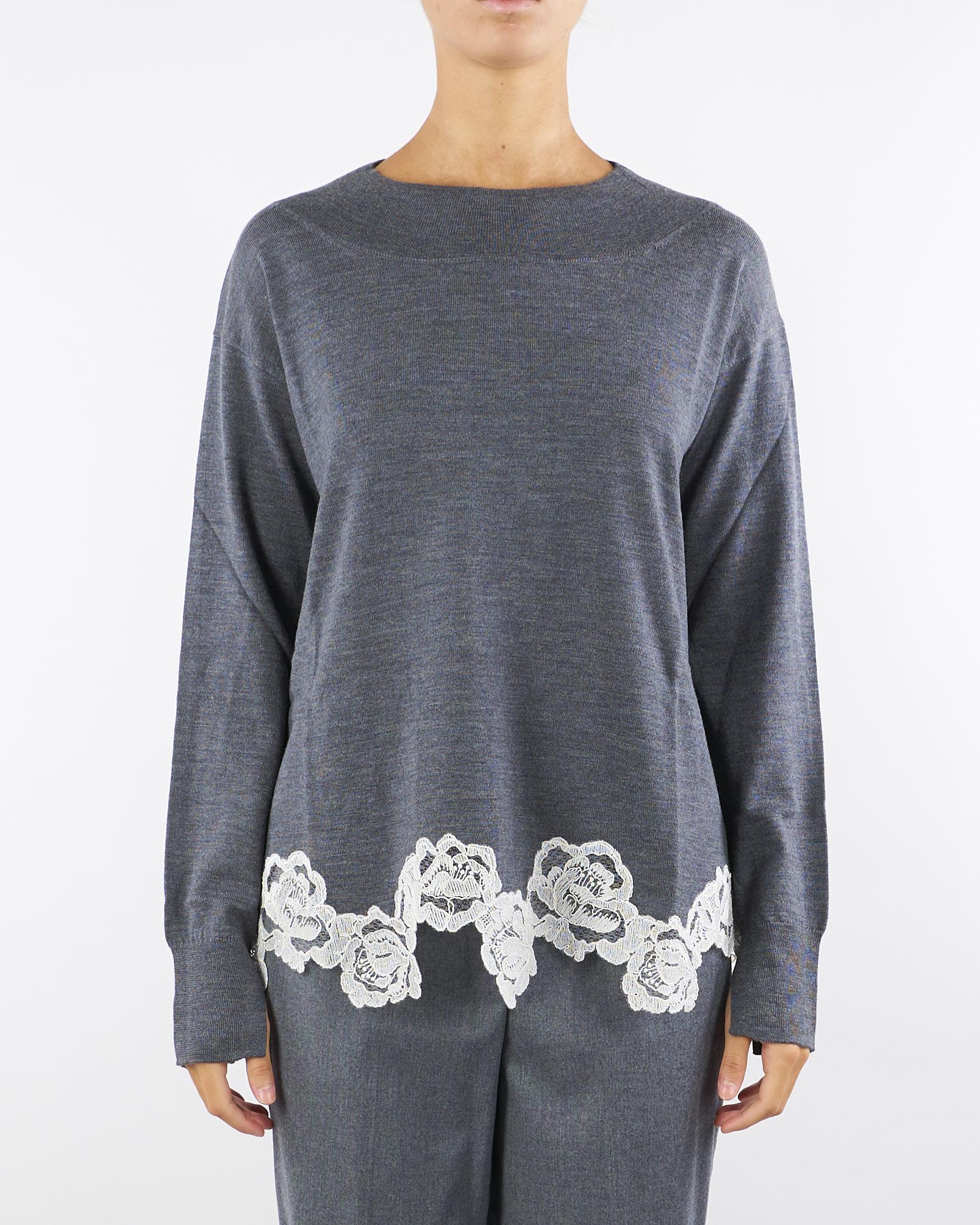 Maglia Antracite in lana con pizzo RF5171MA82O 02070 BLUGIRL 