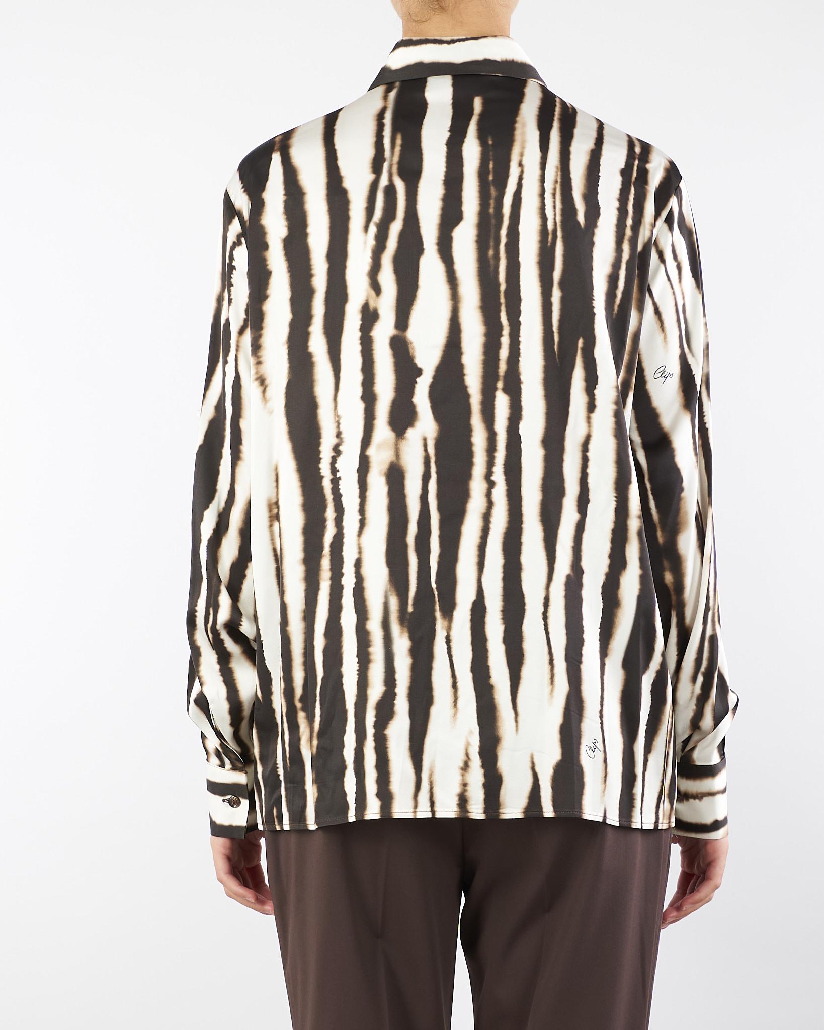 Camicia Marrone-Bianco in viscosa a fantasia A3564235 3 CLIPS 