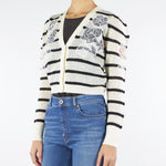 Cardigan Panna-Nero in misto mohair con pizzo TP3250 12755 TWIN SET 