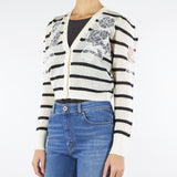 Cardigan Panna-Nero in misto mohair con pizzo TP3250 12755 TWIN SET 