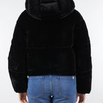 Piumino Nero in velluto con cappuccio PI82D56E2 110 ELISABETTA FRANCHI 