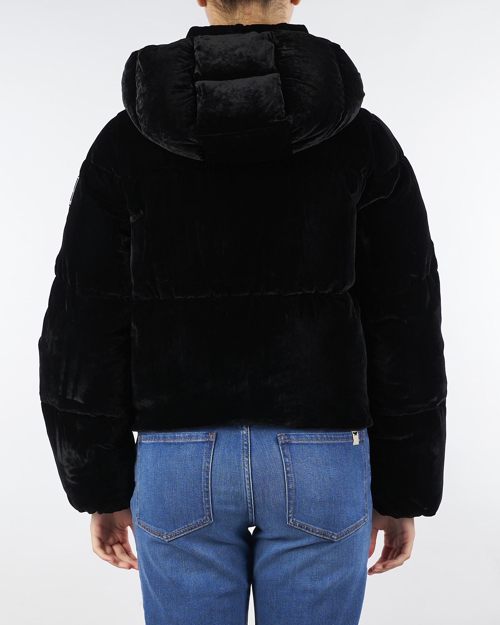 Piumino Nero in velluto con cappuccio PI82D56E2 110 ELISABETTA FRANCHI 