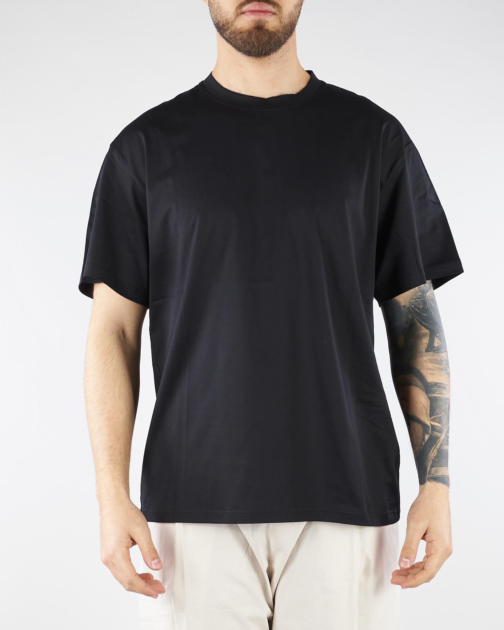T-shirt Nero in filo di Scozia Relaxed fit U0291R5001 80 UNGARO 