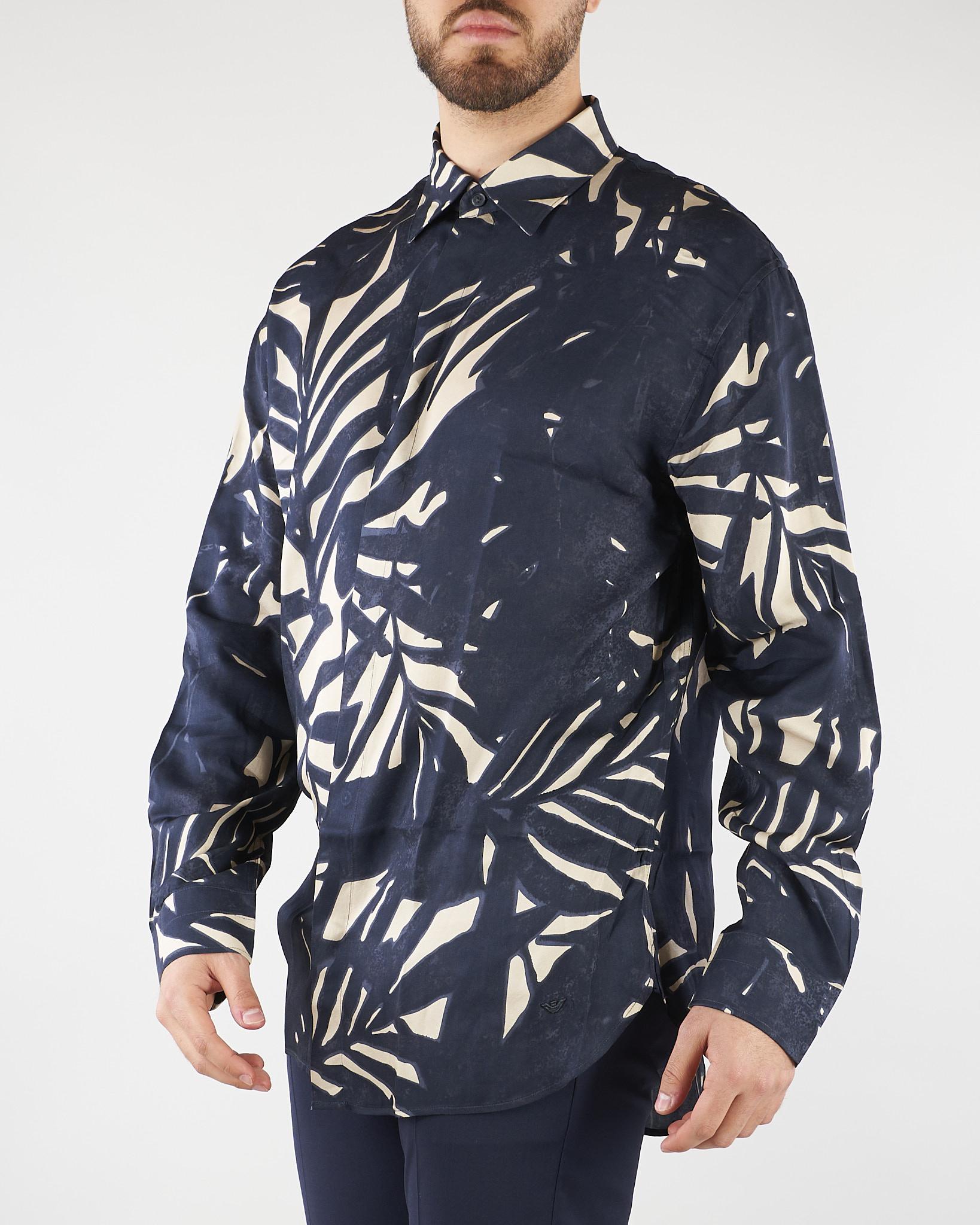 Camicia in viscosa con stampa all over Relaxed fit EM005762AF13285 F1047 EMPORIO ARMANI 