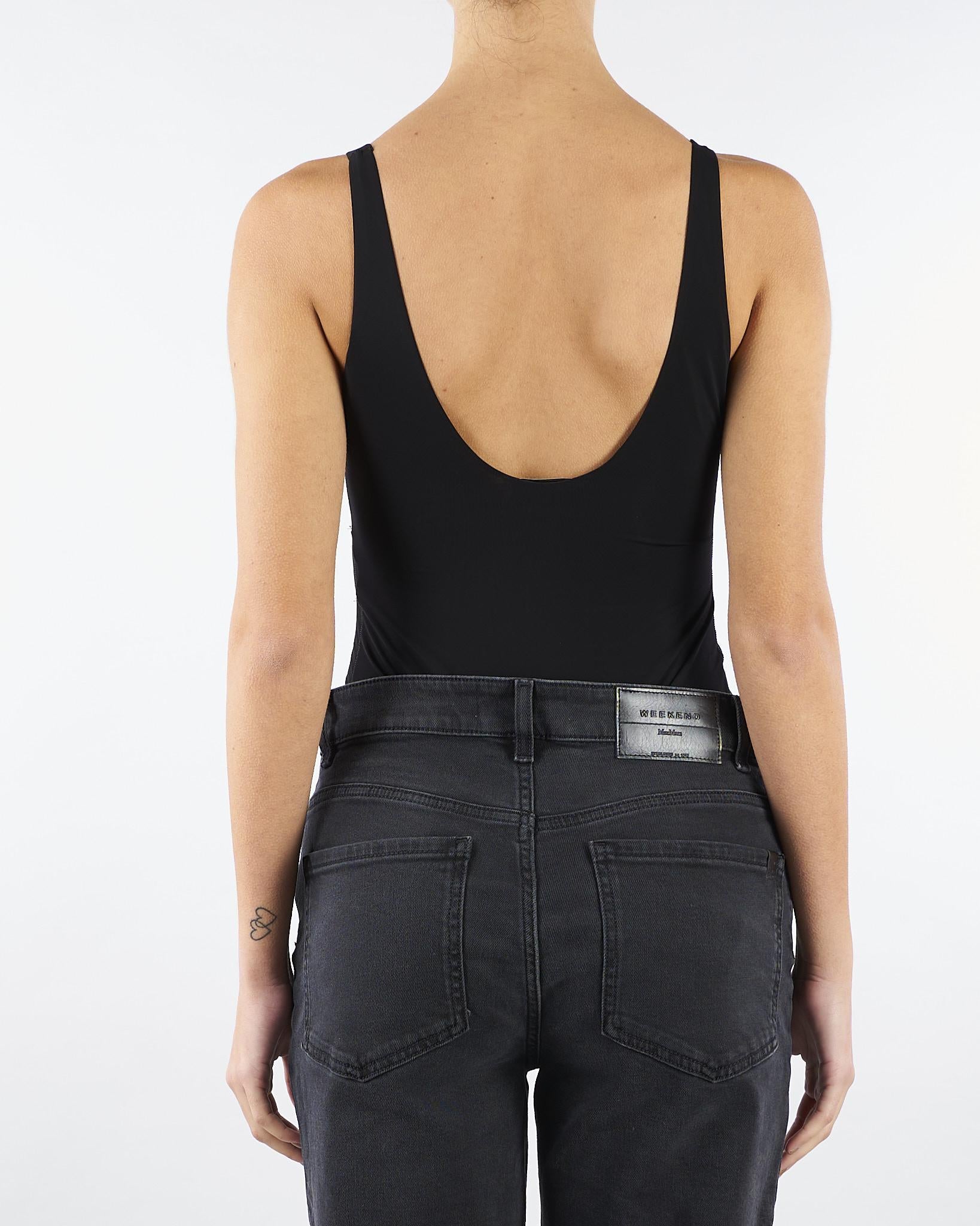 Body Nero in jersey con logo in strass BO02350E3 110 ELISABETTA FRANCHI 