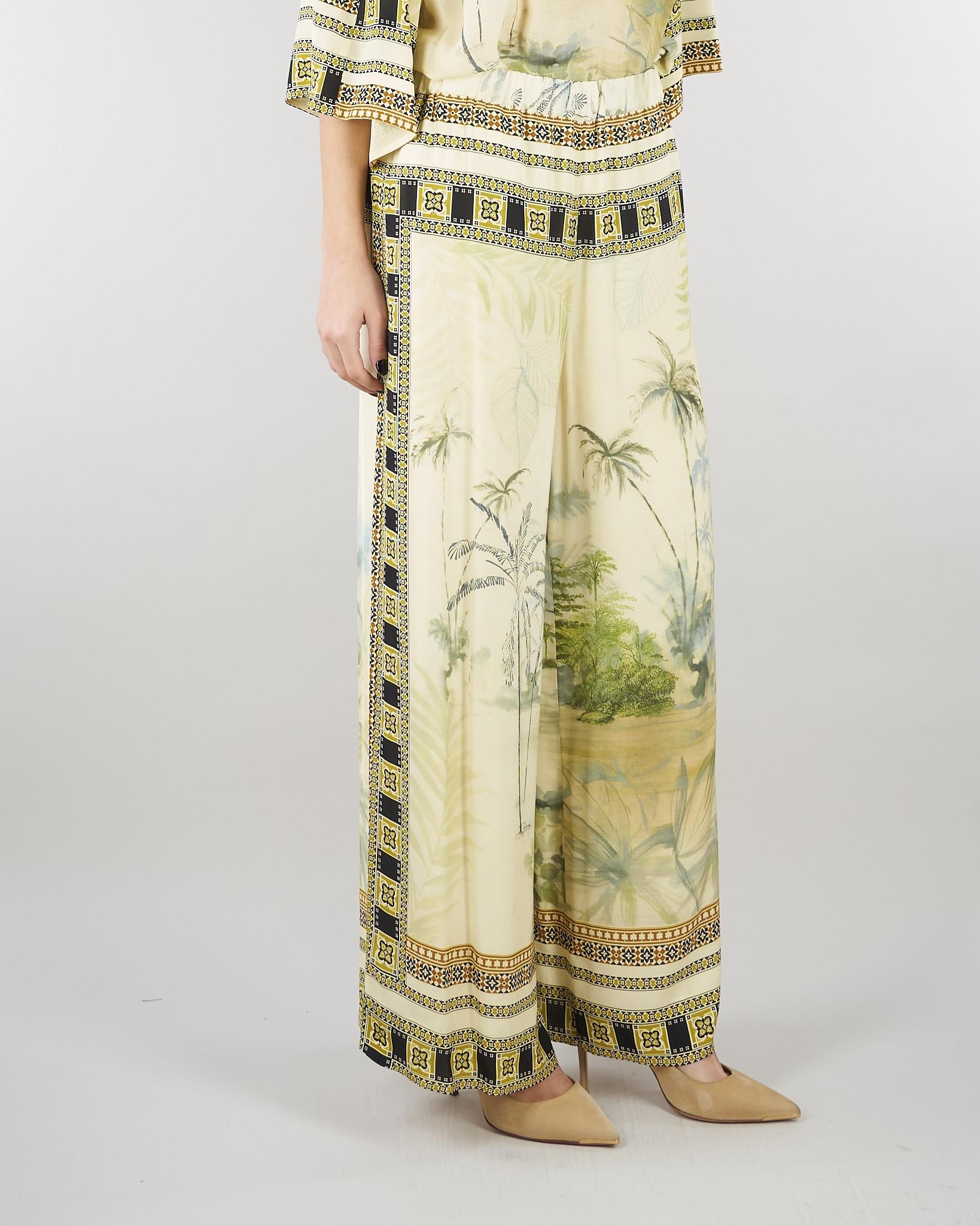 Pantalone elasticato in voile di viscosa stampato PT1432470161 071 SEVENTY 