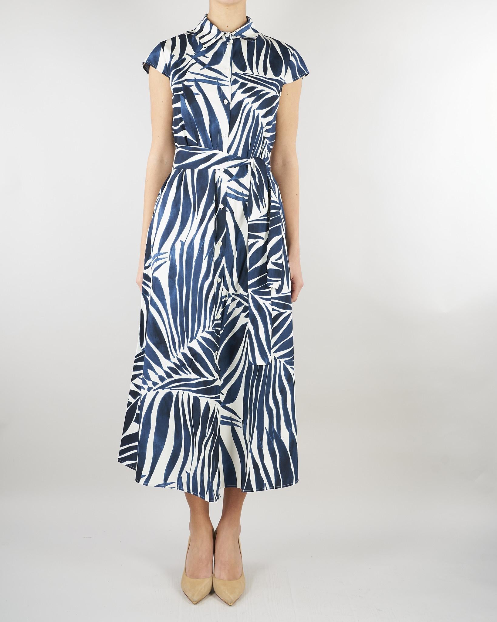 Chemisier Blu-Bianco midi in popeline PBBGIOIRE 12 PENNY BLACK 