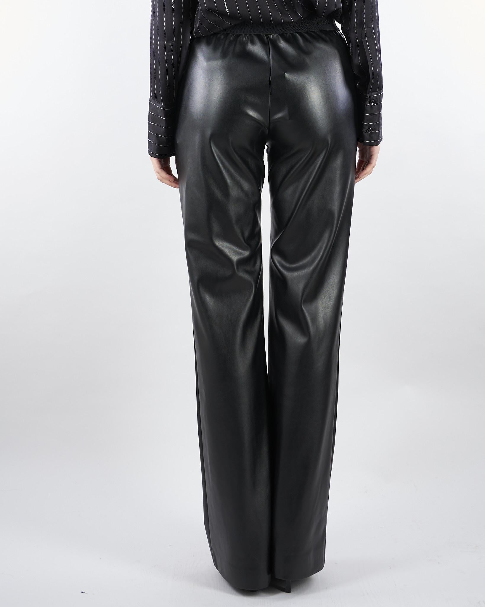 Pantalone Nero in ecopelle con elastico logato D47EP037E5B MF099 ERMANNO BY ERMANNO SCERVINO 