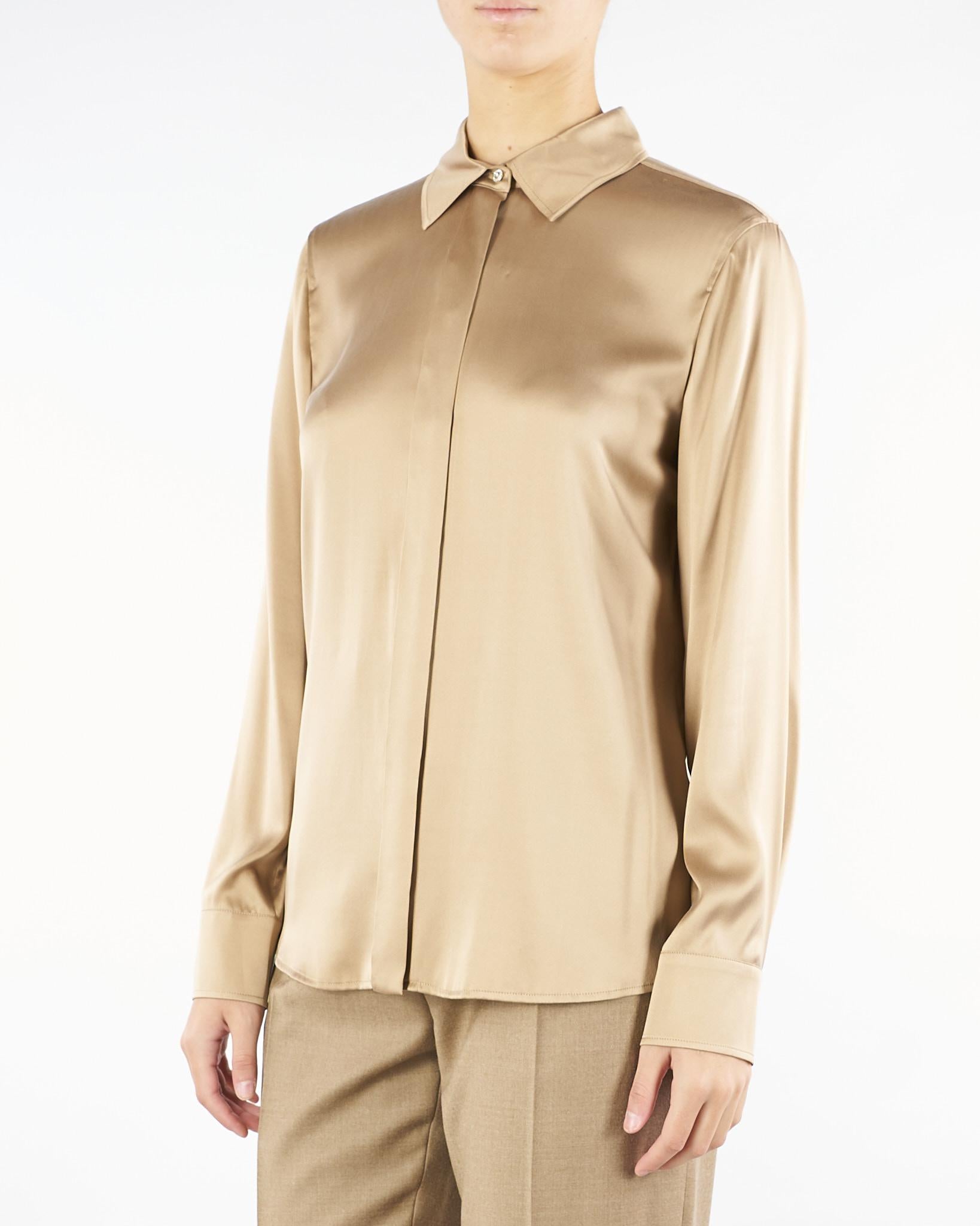 Camicia Beige classica in raso di seta XERO 91 MAX MARA STUDIO 