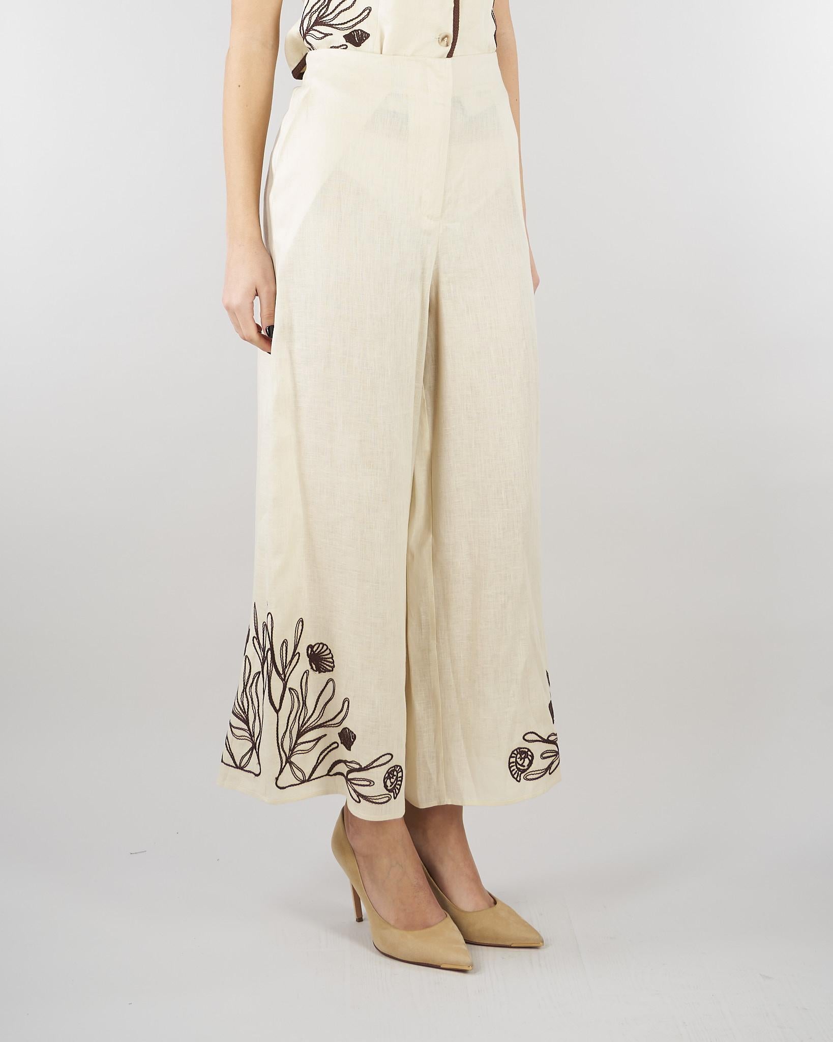 Pantalone Panna in lino con ricami MLLDOLCE 3 MARELLA 