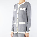 Cardigan Grigio-Bianco con profili a contrasto NS249 95 NO SECRETS 