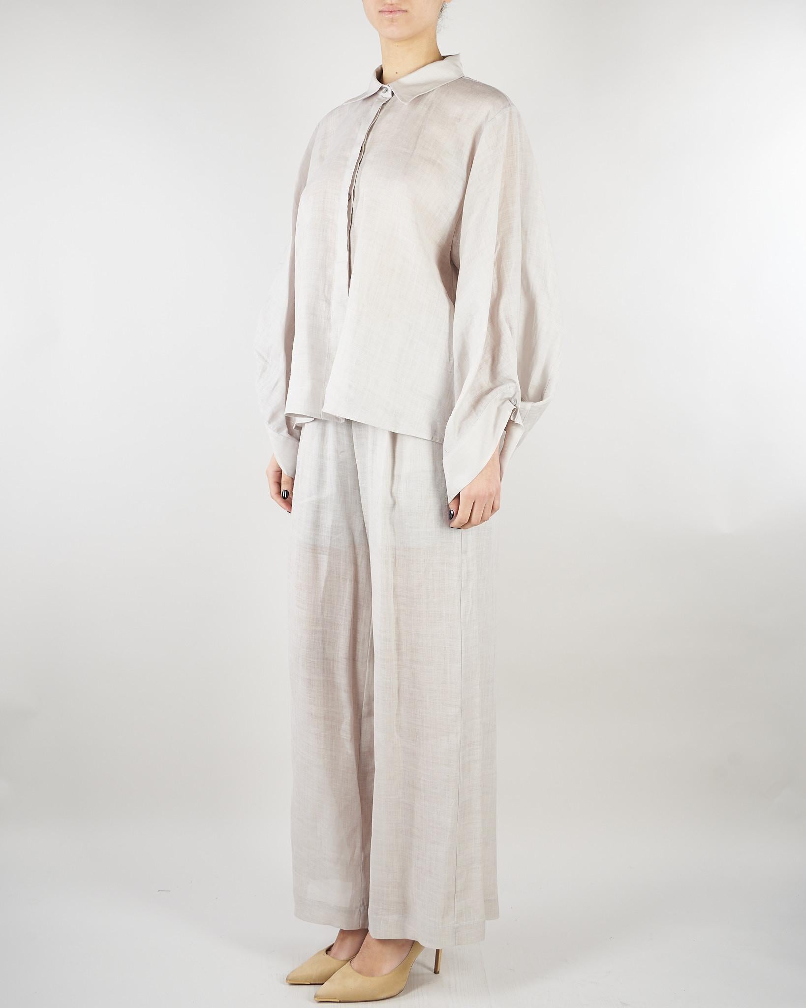 Camicia Grigio in lino M6PK03 889 MEIMEIJ 