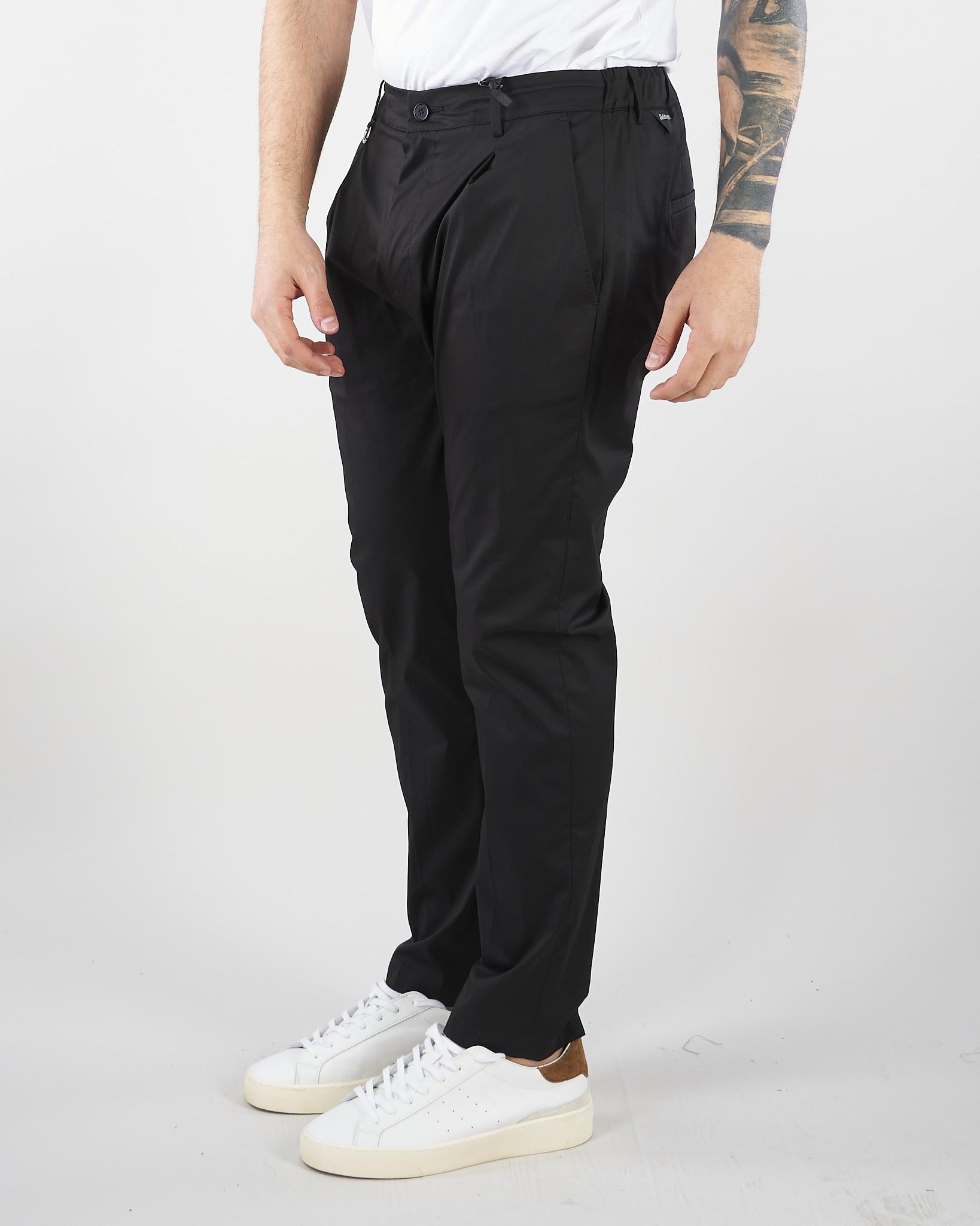 Pantalone Max Nero in cotone con elastico GC1PSS266895 D001 GOLDEN CRAFT 