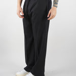 Pantalone Nero in tessuto fluido con gamba e fondo ampio PA3696 9 I'M BRIAN 