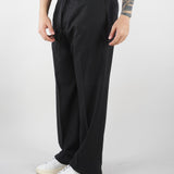 Pantalone Nero in tessuto fluido con gamba e fondo ampio PA3696 9 I'M BRIAN 