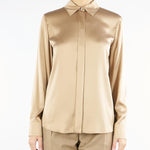 Camicia Beige classica in raso di seta XERO 91 MAX MARA STUDIO 